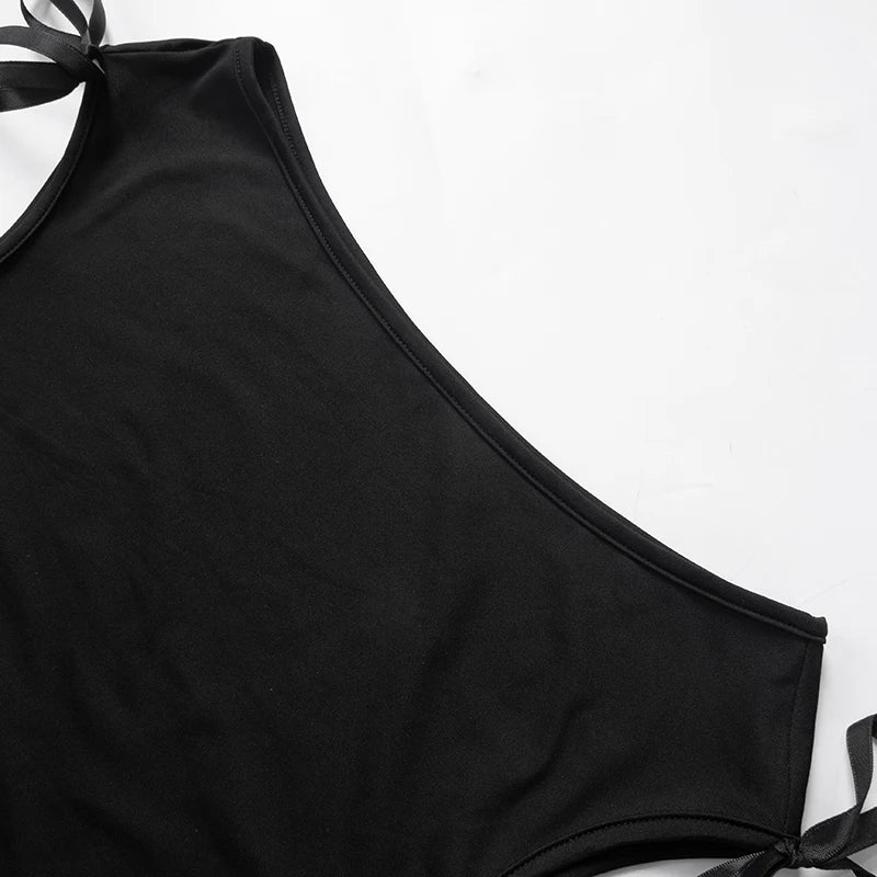 Summer Solid Color Sexy Off Shoulder Tops Lace Up Sleeveless T-Shirt Casual Slim Crop Top Black Short Sleeve Wome