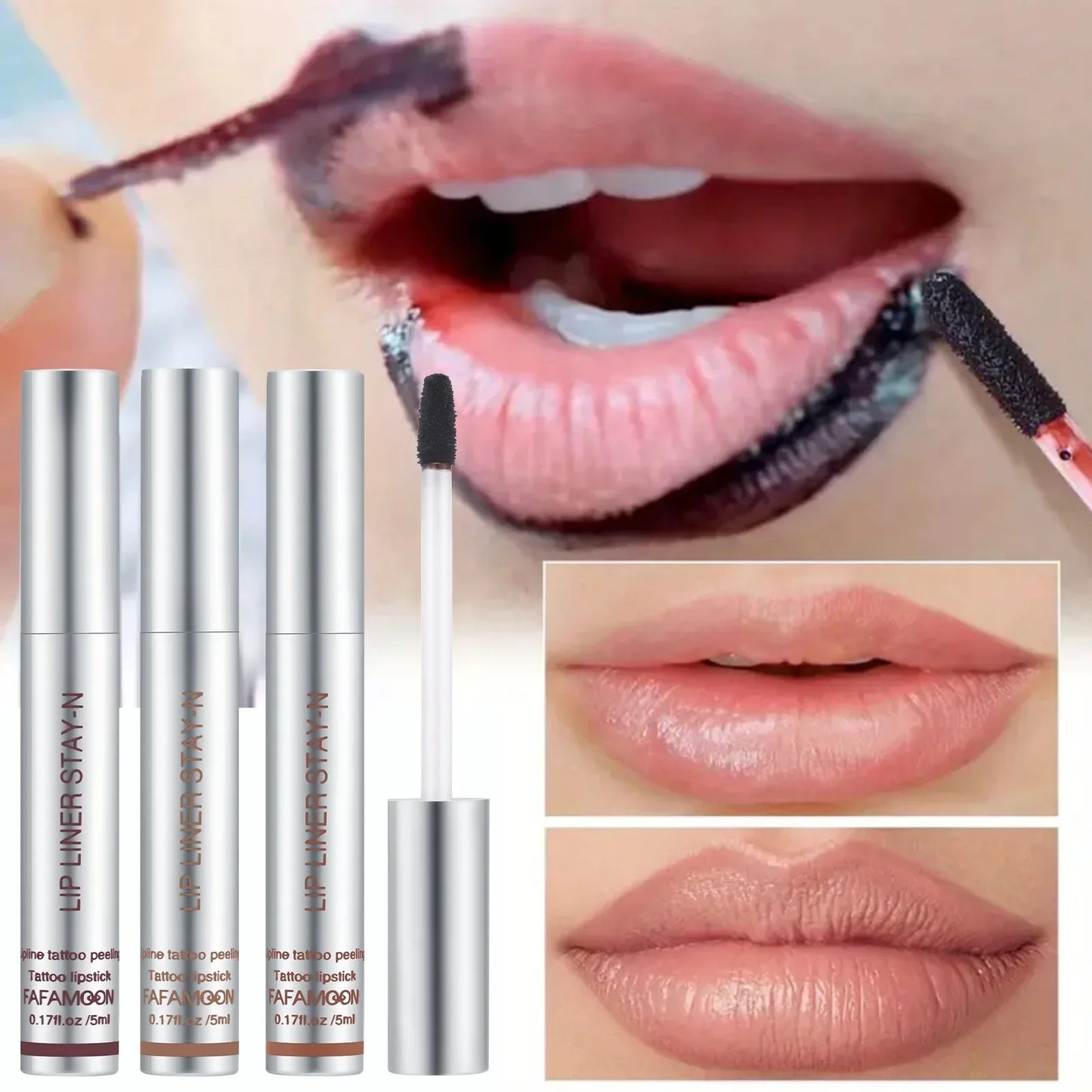 6 Colors Waterproof Lip Liner Peel Off Tattoo Lip Gloss Long Lasting Matte Lip Tint Black Contour Tear-off Makeup Stain Cosmetic