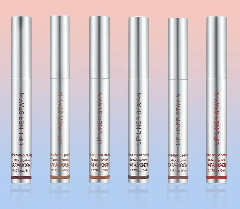 6 Colors Waterproof Lip Liner Peel Off Tattoo Lip Gloss Long Lasting Matte Lip Tint Black Contour Tear-off Makeup Stain Cosmetic