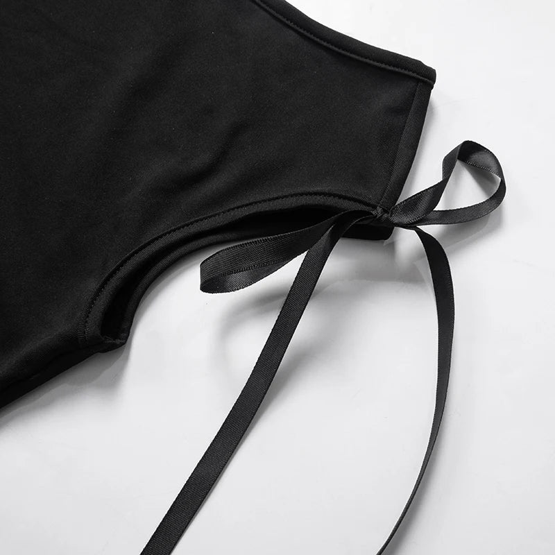 Summer Solid Color Sexy Off Shoulder Tops Lace Up Sleeveless T-Shirt Casual Slim Crop Top Black Short Sleeve Wome