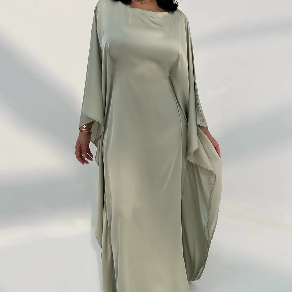 New Maxi Modern Abaya Islamic Clothing Modest Plus Size Women's Dresses Satin Butterfly Abaya Women Muslim Dress Long Robes