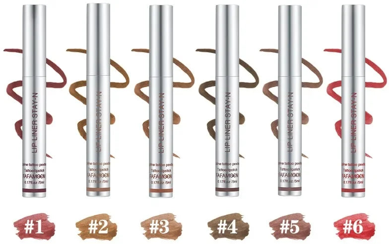 6 Colors Waterproof Lip Liner Peel Off Tattoo Lip Gloss Long Lasting Matte Lip Tint Black Contour Tear-off Makeup Stain Cosmetic
