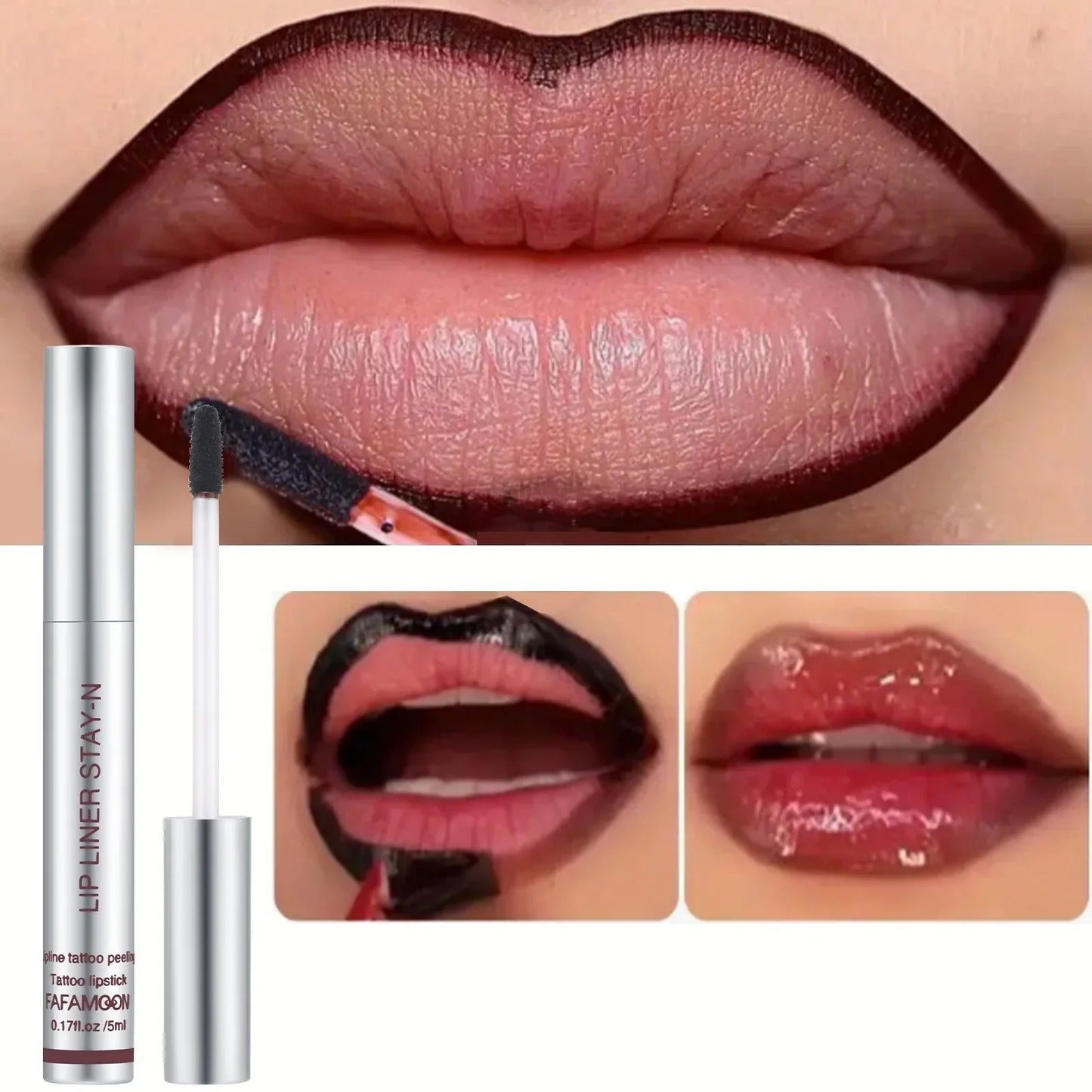 6 Colors Waterproof Lip Liner Peel Off Tattoo Lip Gloss Long Lasting Matte Lip Tint Black Contour Tear-off Makeup Stain Cosmetic