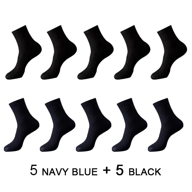 High Quality 10 Pairs/lot Men Bamboo Fiber Socks Men Breathable Compression Long Socks Business Casual Male Large size 38-45