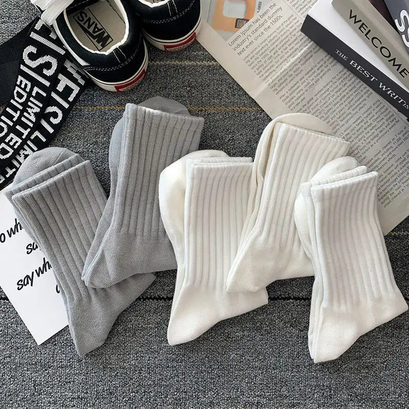 New 5 Pairs Cool Men Black White Warm Socks Set