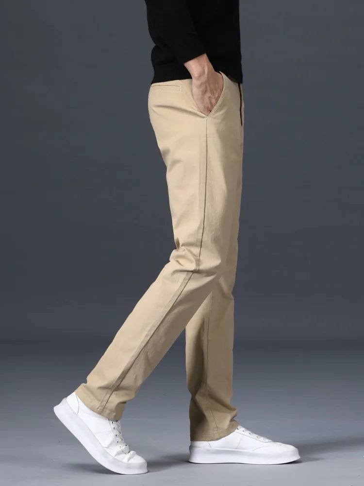 Summer Thin Loose Casual Pants Solid Color for Men Elastic Straight Leg Fashionable and Comfortable Casual Long Pants Male