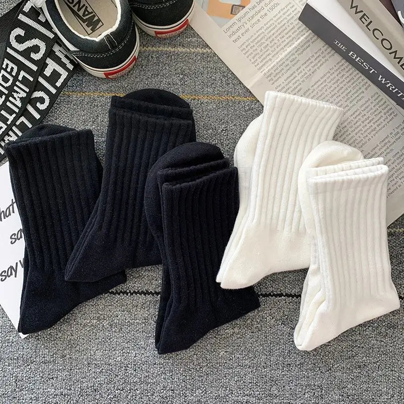 New 5 Pairs Cool Men Black White Warm Socks Set