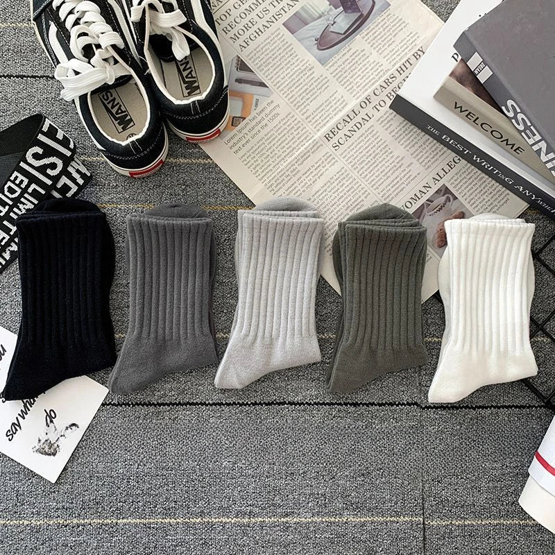 New 5 Pairs Cool Men Black White Warm Socks Set