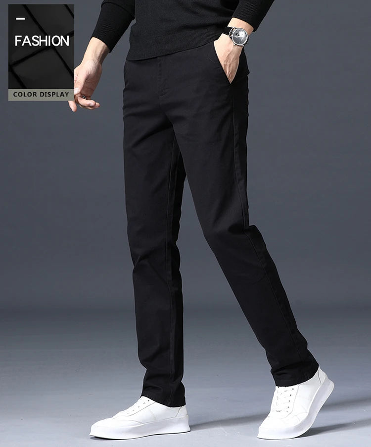 Summer Thin Loose Casual Pants Solid Color for Men Elastic Straight Leg Fashionable and Comfortable Casual Long Pants Male