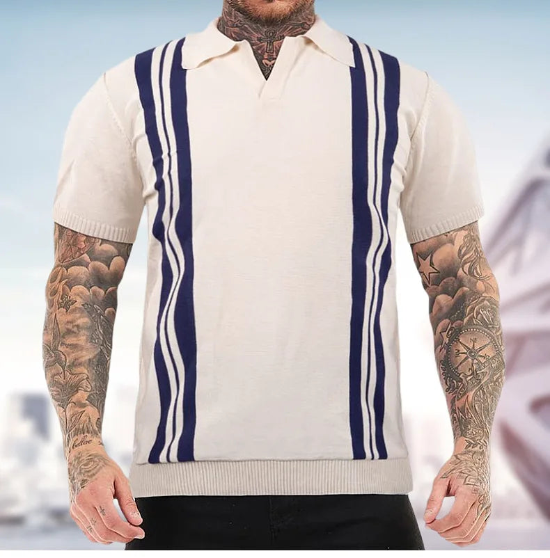 Summer Ice Silk Men Hollow Polo Shirt Breathable Soft Knit Shirt Top Men's Short-sleeved Tee