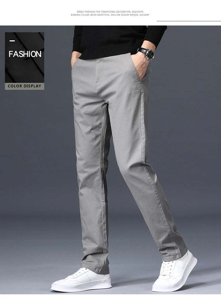 Summer Thin Loose Casual Pants Solid Color for Men Elastic Straight Leg Fashionable and Comfortable Casual Long Pants Male