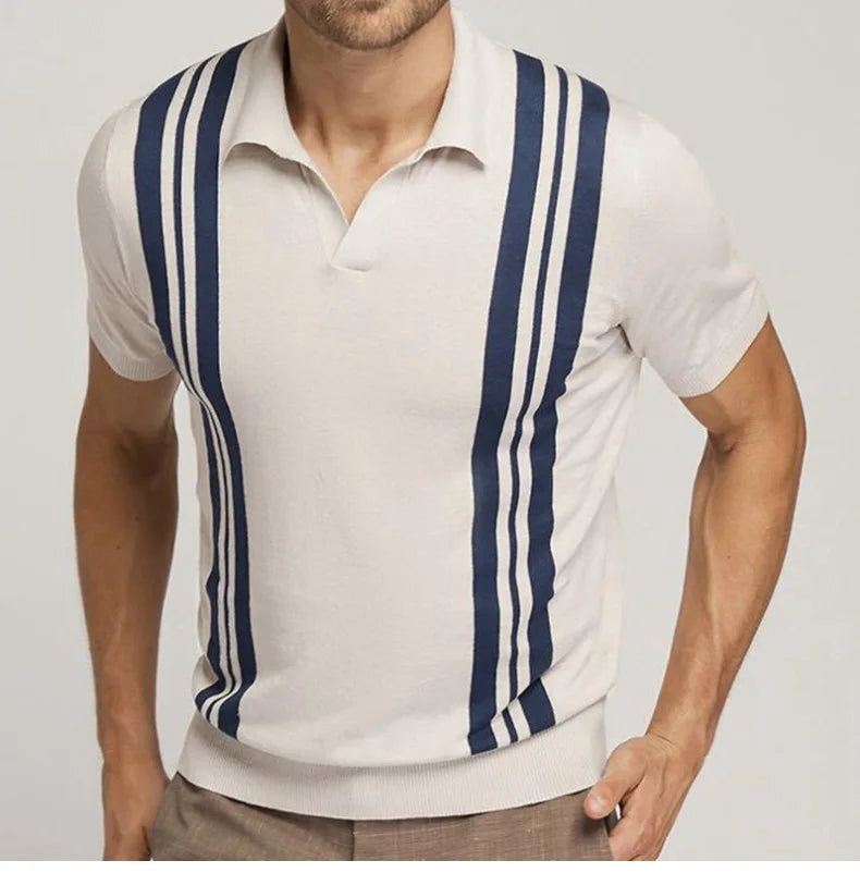 Summer Ice Silk Men Hollow Polo Shirt Breathable Soft Knit Shirt Top Men's Short-sleeved Tee