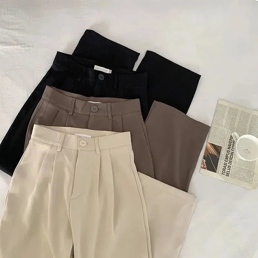 High Waist Women Suit Pants Fall Straight Office Ladies