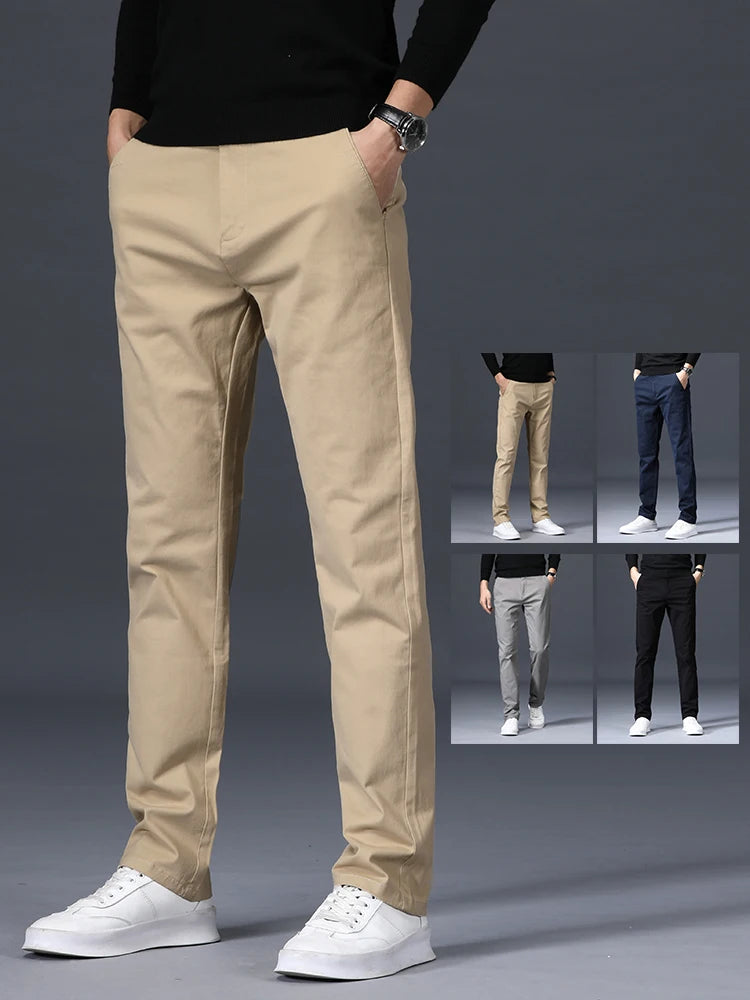 Summer Thin Loose Casual Pants Solid Color for Men Elastic Straight Leg Fashionable and Comfortable Casual Long Pants Male