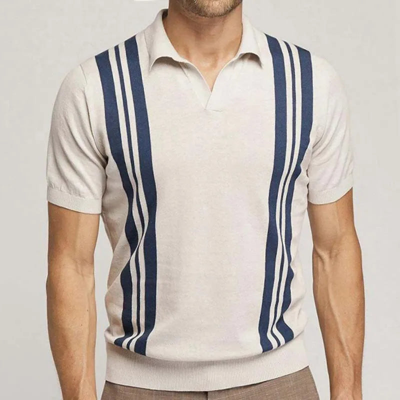 Summer Ice Silk Men Hollow Polo Shirt Breathable Soft Knit Shirt Top Men's Short-sleeved Tee