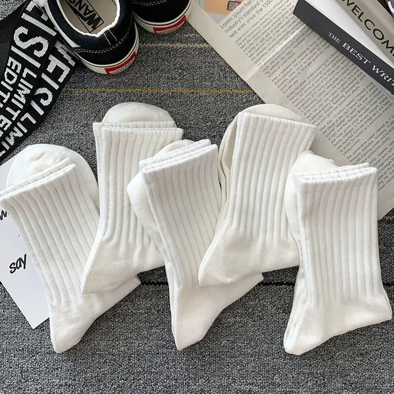 New 5 Pairs Cool Men Black White Warm Socks Set