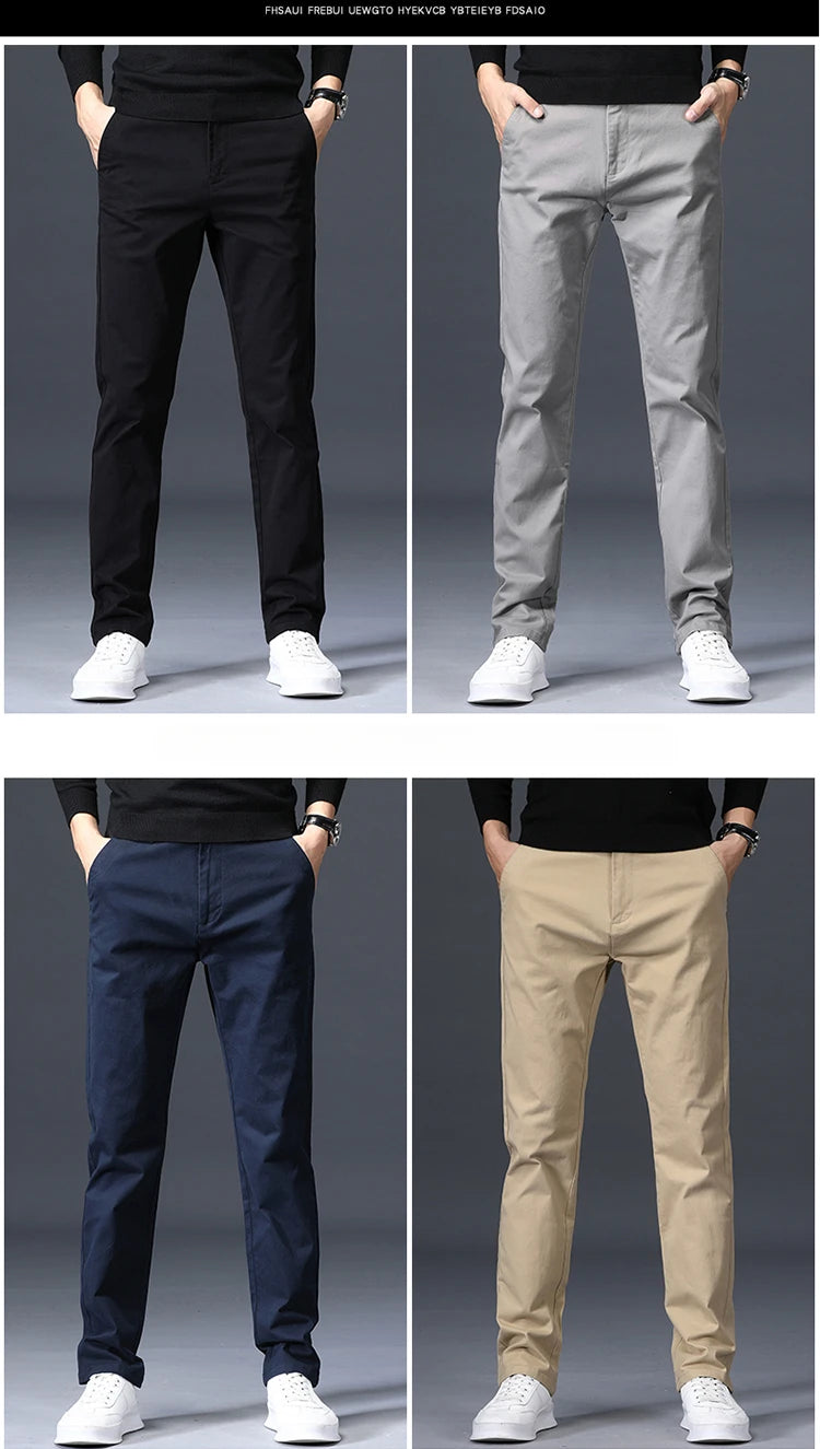 Summer Thin Loose Casual Pants Solid Color for Men Elastic Straight Leg Fashionable and Comfortable Casual Long Pants Male