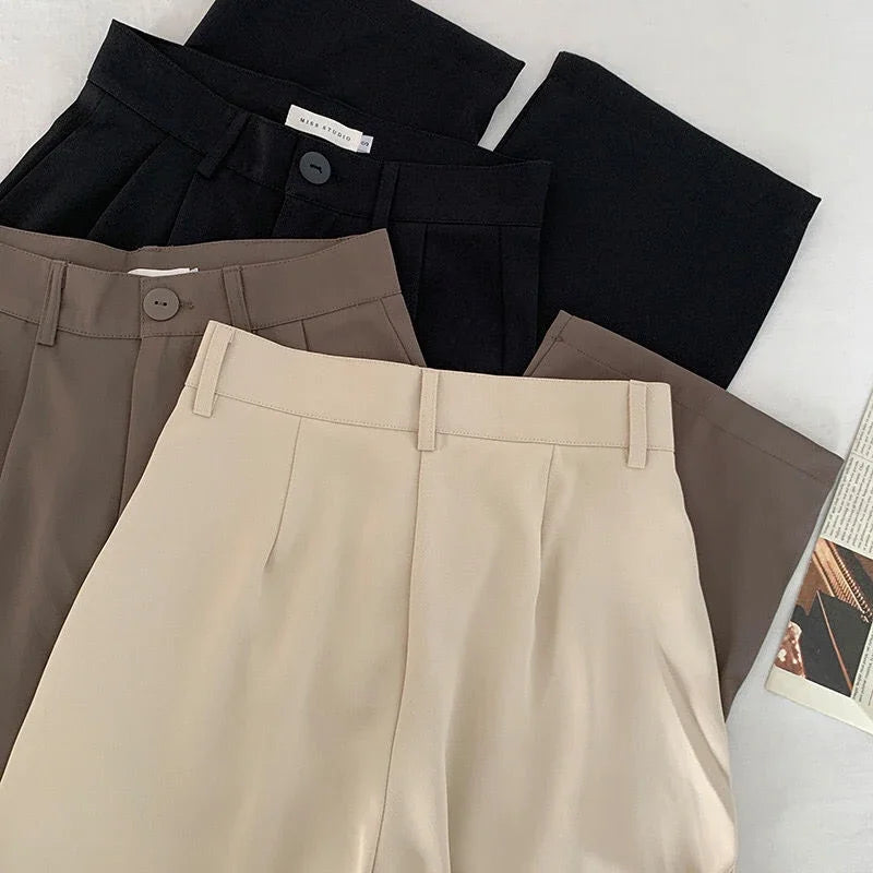 High Waist Women Suit Pants Fall Straight Office Ladies